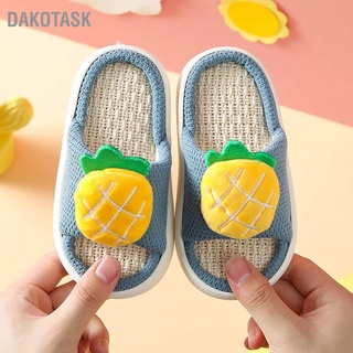 DAKOTASK Indoor PVC Linen Kids Slippers Household Non Slip Children with Cute Pattern #2