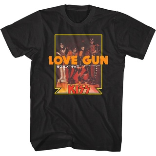 เสื้อยืดคอกลมเสื้อยืด พิมพ์ลายอัลบั้ม Kiss Love Gun NYC Rock Band Merch สําหรับผู้ชายS-5XL