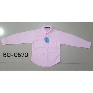 พร้อมส่ง [แถมโบว์หูกระต่าย ฟรี!] เสื้อเชิ้ตเด็กสีชมพูอ่อน แขนยาว ผลิตจาก Cotton 100% ใส่ออกงานได้ BO0670
