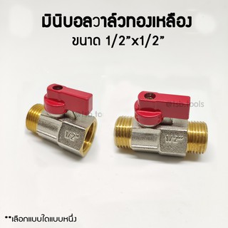 มินิ บอลวาล์ว ทองเหลือง ขนาด 1/2" (4 หุน) (เกลียวนอก2ด้าน หรือ เกลียวนอก-ใน)