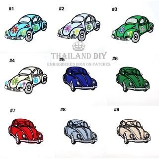 🚗 ตัวรีดติดเสื้อ ลาย รถยนต์ รถโฟล์ รถเต่า ฮิปปี้ ฮิปสเตอร์ Hippie Old Time Car Patch งานปัก WOP DIY ตัวรีด อาร์มติดเสื้อ