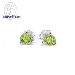 Finejewelthai-ต่างหูเพอริดอท-ต่างหูพลอย-พลอยประจำเดือนเกิด-Peridot-Silver-Earring-Birthstone-E1025pd_5m