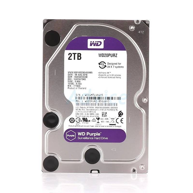 2 TB HDD CCTV WD Purple(5400RPM, 64MB, SATA-3, WD20PURZ)