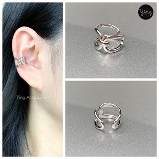 New⚡️Ear Cuff ลายโบว์สีเงิน สวยเก๋ เกี่ยวหู หนีบหู (1ชิ้น)