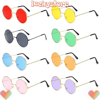 LUCKY Retro Metal Sunglasses Disco Eyewear Round Sunglasses Party Hippie Women Men Fashion Circle Glasses/Multicolor