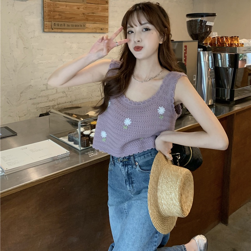 เสื้อสายเดี่ยวแขนกุด ผ้าถัก เข้ากับทุกการแต่งกาย แฟชั่นฤดูร้อน สําหรับผู้หญิง