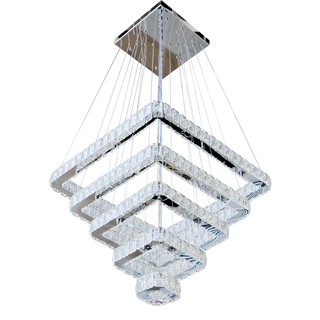 Lightmax โคมไฟช่อคริสตัล LED 3 แสง 057/492 สี่เหลี่ยม 5 ชั้น