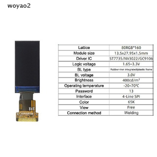 [woyao2] โมดูลหน้าจอแสดงผล 0.96 นิ้ว IPS 0.96 นิ้ว TFT LCD 80*160 ST7735