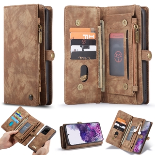 Samsung Galaxy Note 20 Ultra/S20 Plus /S20 Ultra 5G/Note 10 Plus Cases Retro Wallet Card Slots Genuine Leather Case Magnetic Back Cover 2in 1 Multifunction Casing Shockproof