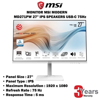 MSI Monitor IPS MODREN-MD271PW,1920 x 1080 (FHD),75Hz,5ms,250 cd/m2