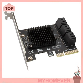 Myhomever Sata Pcie อะแดปเตอร์ 6 พอร์ต Sata Iii To Pci Express 3.0 X4 การ์ดขยาย