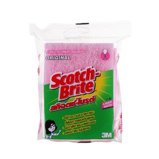 อุปกรณ์ทำความสะอาด ฟองน้ำ+ใยขัด 3M SCOTH-BRITE 3x4 นิ้ว สีชมพู