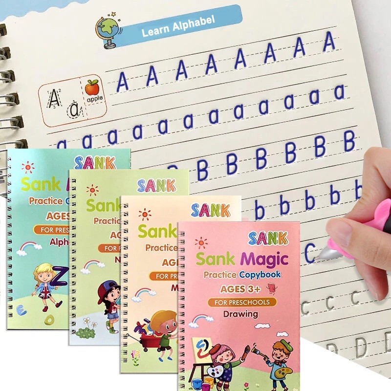 พร้อมส่งจากไทย หนังสือฝึกเขียน สมุดคัดลายมือ  สมุดหัดเขียน ฝึกเขียน ฝึกวาดรูป คณิตศาสตร์ นับเลข พร้อมปากกาล่องหน !!