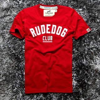 rudedog เสื้อคอกลม ชาย หญิง  รุ่น crack สีแดง