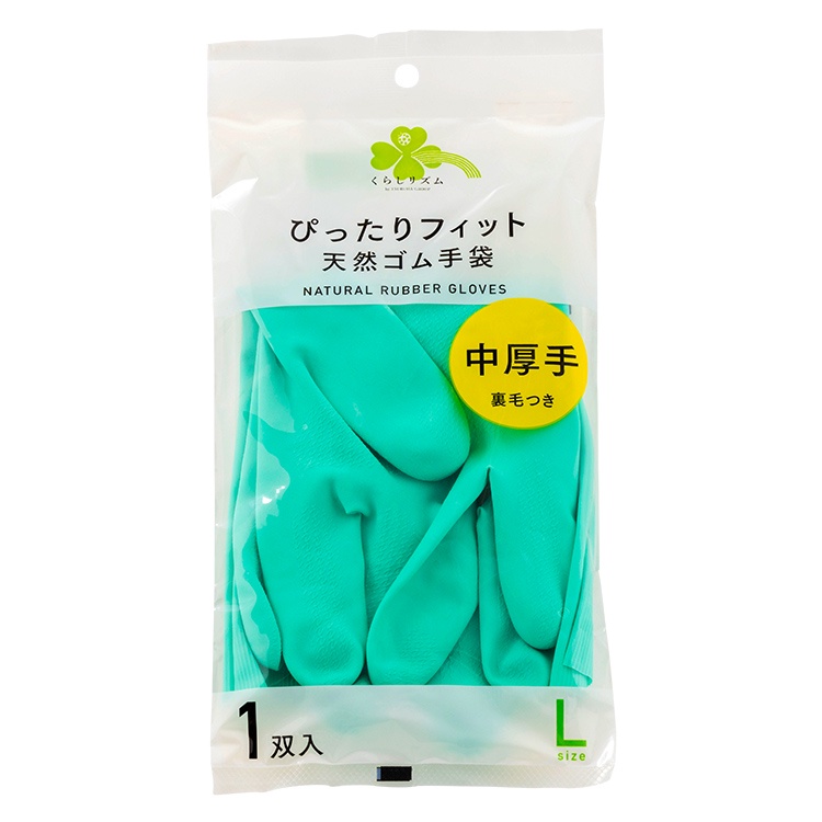 คุราชิ-ริธึ่ม เนเชอรัล รับเบอร์ โกลฟส์ ถุงมือยาง 1 คู่ ไซต์ L/Kurashi-Rhythm Natural Rubber Gloves L