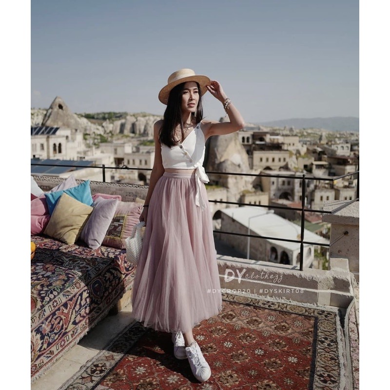 Mithra Crop เสื้อครอปคอวี เนื้อผ้าลินินทรงป้ายข้าง #dy.clothezz