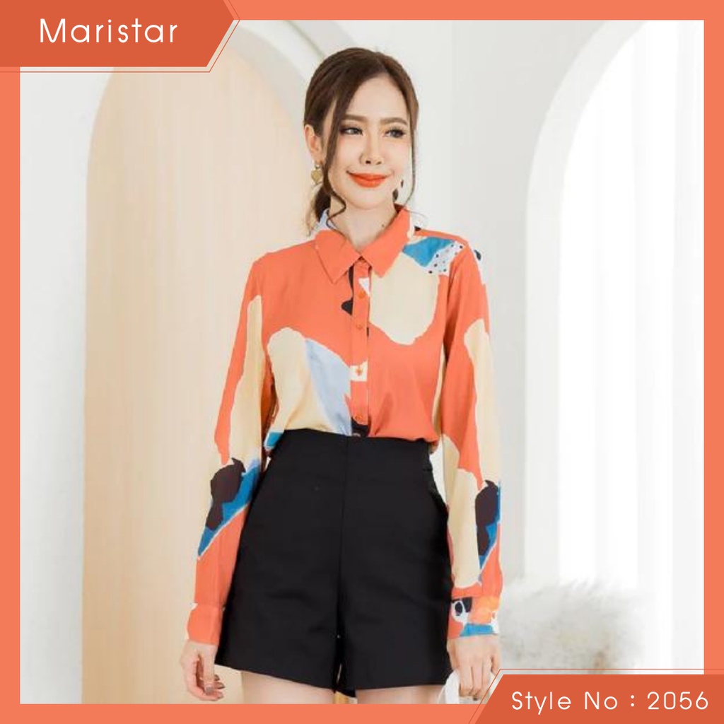 Maristar : No.2056 เสื้อแขนยาวพิมพ์ลาย | Printed Long Sleeve Blouse