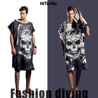 Hiturbo ผ้าขนหนูไมโครไฟเบอร์ผ้าขนหนูชายหาด ไมโคร Wetsuit เปลี่ยนเสื้อคลุม Poncho กับเครื่องดูดควันด่วนผ้าขนหนูคลุมด้วยผ้าแห้งสำหรับว่ายน้ำหาด Surf Poncho 110x85cm