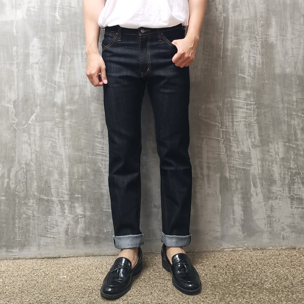 GZ Jeans กางเกงยีนส์ชายผ้ายืดขากระบอกเล็กสีน้ำเงินเข้มไซส์เล็กไซส์ใหญ่ (เอว28-44)