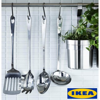 IKEA GRUNKA อุปกรณ์ครัวสแตนเลส 4ชิ้น ช้อน กระบวย ตะหลิว ที่ตักสปาเกตตี ไม่เป็นสนิ่ม