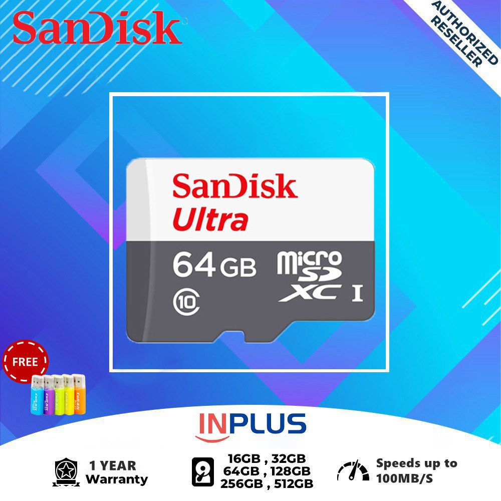 SanDisk Micro SD Card การ์ดหน่วยความจำ Ultra 80-100MB/s Class 10 Memory Card Micro SD 512GB/256GB/128GB SDSQUNS/SDSQUNR