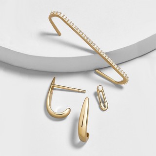 ต่างหูเงิน และ ต้มหูแฟชั่น Metallic Arch Ear Cuff &amp; Stud Earrings Set