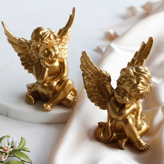 ฟิกเกอร์เรซิ่น รูปปั้นนางฟ้า Cherubs น่ารัก ขนาด 10 ซม. สําหรับตกแต่งบ้าน และสวน 2 ชิ้น