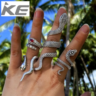 Exaggerated Snake Ring Set of Four Inlaid Distressed Animal Ring Set for girls for women low