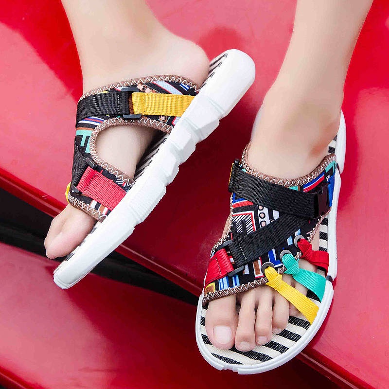 Magic Sticker Slippers สไตล์ชาติพันธุ์ฤดูร้อนเทรนด์เทรนด์การพักผ่อนชาว ...