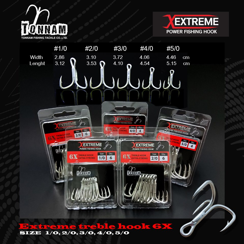 ตาเบ็ด 3ทาง TONNAM EXTREME 6X ขนาด 1/O 2/O 3/O 4/O 5/O ที่สุดของความแข็ง งานทะเล งานหนัก เบ็ดสามทาง 