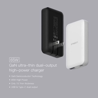 Orsen C13 By eloop PD 65W GaN Wall Charger หัวชาร์จปลั๊กบ้าน รองรับเทคโนยีชาร์จเร็ว ทั้ง PD 65W และ QC3.0 18W