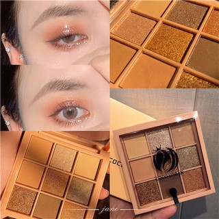 [Vogue beauty] อายแชโดว์สีน้ำพัทฟักทอง Earth Color Pearlescent 9 Color Makeup Eyeshadow Palette Cool