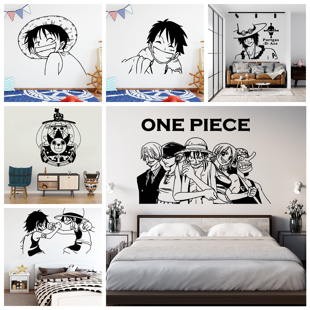 ติดผนังลาย Cartoon Wall Decal แบบถอดออกได้ Luffy สำหรับห้องนอนหรือห้องนั่งเล่นของเด็ก
