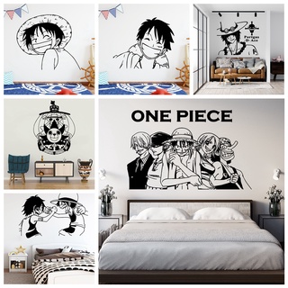 สติกเกอร์ติดผนัง ลายการ์ตูน One Piece ลูฟี่ แบบลอกออกได้ สําหรับตกแต่งบ้าน ห้องนั่งเล่น