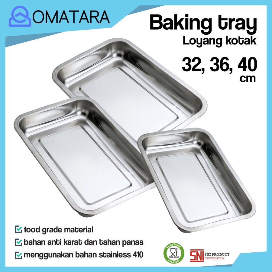 KOMODO BAKING TRAY SQUARE TRAY STAINLESS TRAY UK 32, 36, 40 CM