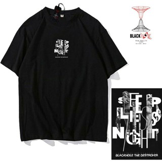 Nordhen.co ชุดนอนผ้าฝ้าย ลาย BLACK SLEEP LIEST NIGHT BAJU KAOS DISTRO 30S สําหรับผู้ชาย ผู้หญิง