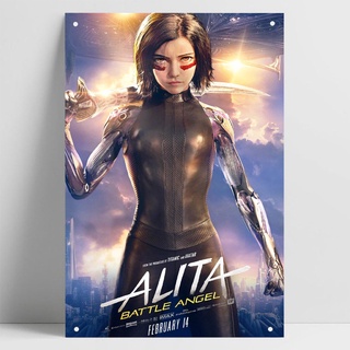 โปสเตอร์โลหะดีบุก ลายภาพยนตร์ Alita TPLG สําหรับตกแต่งผนังบ้าน