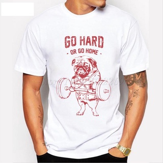 เสื้อยืดผ้าฝ้ายพิมพ์ลายขายดี ขายดี เสื้อยืดแขนสั้นลําลอง พิมพ์ลาย Pug Squat Exercise Hard Design Mnes แบบสร้างสรรค์ แฟช