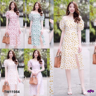 Dress เดรสแขนตุ๊กตา ดีเทลด้านในเปนกระโปรงผ่าด้านหน้า