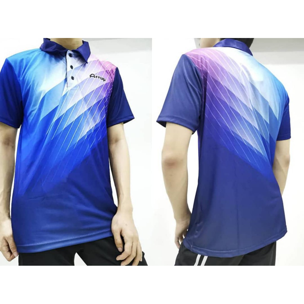 Attop microfiber full sublimation ADF 1806 -สีน้ําเงิน (ระเหิดเต็ม,หน้า,หลัง,แขนเสื้อ,คอปกทั้งหมดเป็