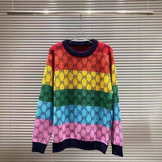 เสื้อแขนยาว GUCCI SWEATER  เสทัอไหใพรม สีเลนโบว์กันหนาว🌈