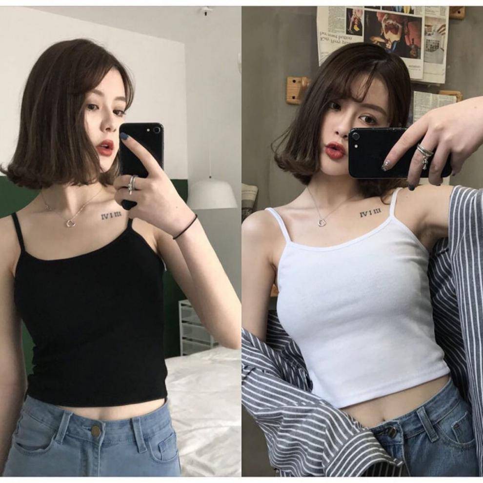 สายเดี่ยว วินเทจ ทรงเกาะอกมีสาย ไม่มีฟองน้ำ เสื้อผ้าเเฟชั่น
