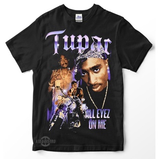 เสื้อยืดฮิปฮอป tupac SHAKUR - ALL EYEZ ON ME Premium tupac travis scott ice cube snoop dog eminem rap tees