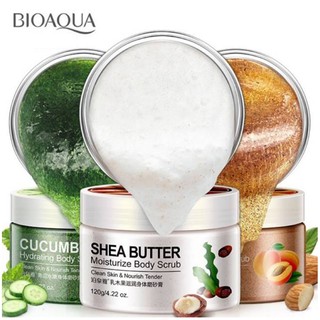 BIOAQUA Body Scrub สครับผิวกายสูตรผลไม้ แตงกวา อัลมอนด์ เชียร์บัตเตอร์ สครับดูแลผิวกาย ขัดผิว ทำความสะอาดผิว ฟื้นฟูผิว