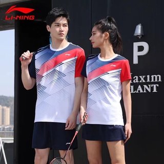 Li Ning เสื้อยืด แขนสั้น แบบแห้งเร็ว เหมาะกับการแข่งแบดมินตัน กีฬา สําหรับผู้ชาย และผู้หญิง