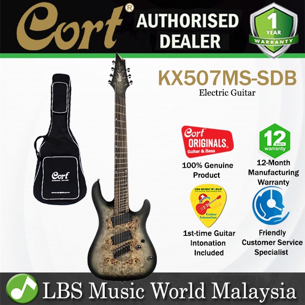 CORT KX507MS 7 String Mahogany Body Macassar Ebony กีตาร์ไฟฟ้าพร้อมกระเป๋า - Star Dust Black (KX507 