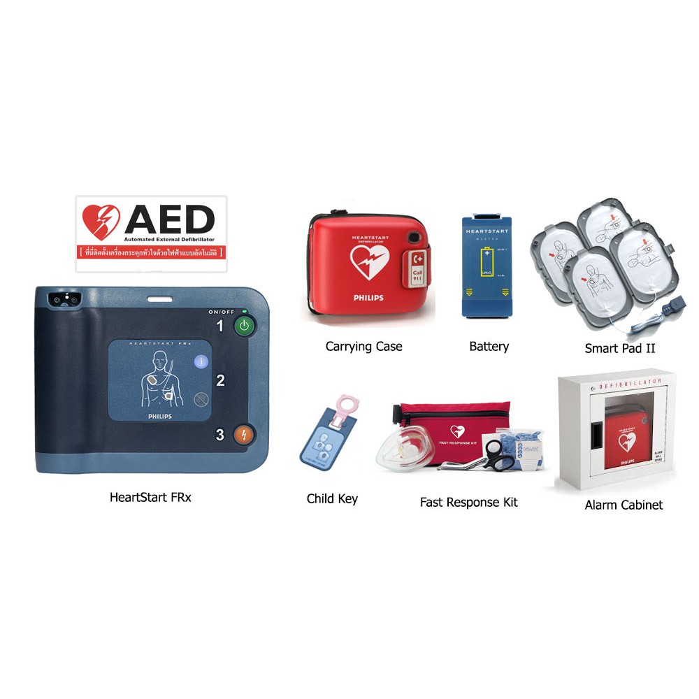 AEDเครื่องกระตุกหัวใจด้วยไฟฟ้าชนิดอัตโนมัติ+พิเศษแถมตู้.