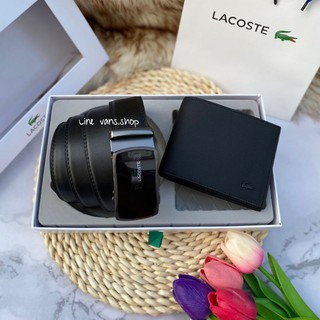 🐊Lacoste set belt&amp;wallet bag เซ็ทเข็มขัด + กระเป๋าสตางค์