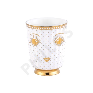 Miss Etoile (มิสเอทัวร์) Mug Ceramic W/Handle Gold Galore แก้วเซรามิคแบบมีหูจับ ลายจุดสีทอง(งานแฮนด์เมด) : MU127