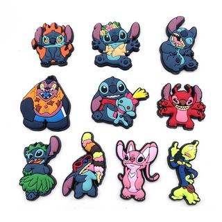 รองเท้าแตะ Pvc ลายการ์ตูนอนิเมะ Stitch Theme Shoe Charms สําหรับเด็กผู้หญิง